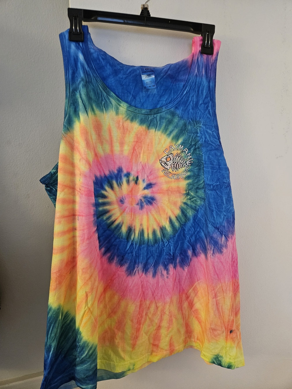 Tie-Dye Spiral Tank Top with Fish Logo